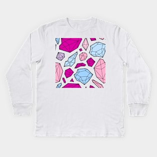 Rough Diamond Fashion Print Pink Blue Black Kids Long Sleeve T-Shirt